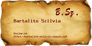 Bartalits Szilvia névjegykártya